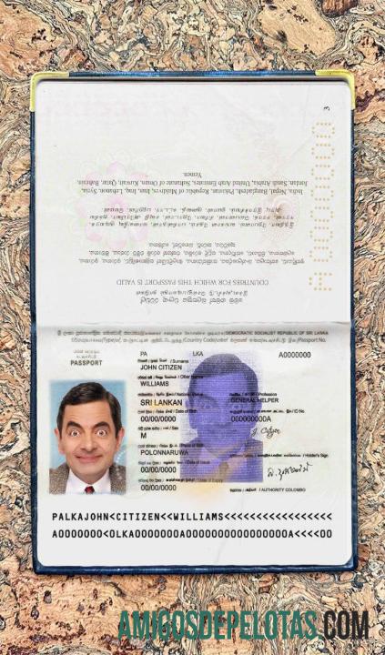 Foto do passaporte do Sri Lanka baixar para verificação